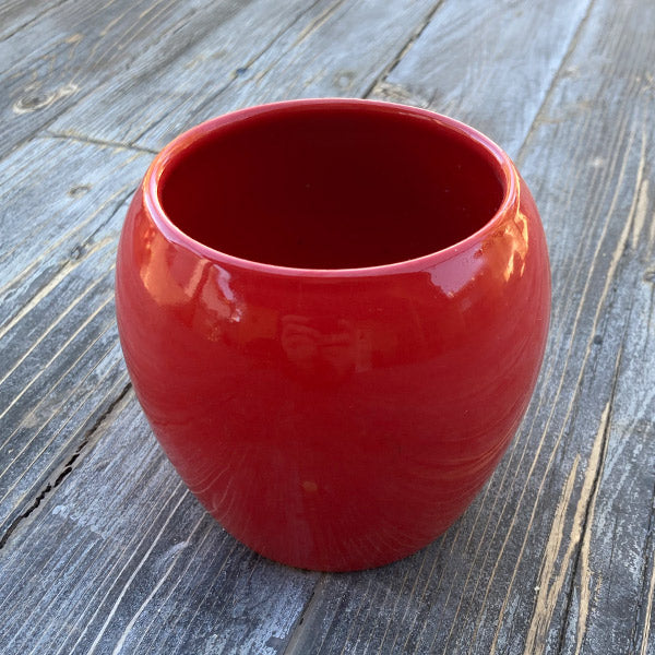 Small Bright Red Ceramic Container